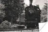 MuchoWow® Poster Schwarz-Weiß-Foto eines Dampfzuges in Produktbild-Vorschau 1