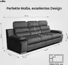 A diagram showing the dimensions of a sofa. Podgląd zdjęcia produktu