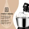 Marketing image showcasing a stand mixer with text highlighting its features. Produktbild-Vorschau
