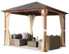TOOLPORT Gazebo da giardino 3x3 m look legno, tetto Hardtop Anteprima dell’immagine prodotto 1