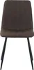 A front view of a brown upholstered dining chair with black metal legs, isolated on a white background. Produktbild-Vorschau