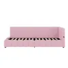 The image shows the frame of a pink bed, viewed from the side, with the mattress slats visible. Produktbild-Vorschau