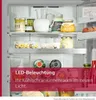 Inside view of a refrigerator with various food items and a promotional overlay. Produktbild-Vorschau