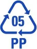 A recycling symbol with the number 05 and the letters PP inside. Anteprima dell’immagine prodotto