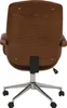 The back view of a brown office chair with a wooden finish and a silver base. Anteprima dell’immagine prodotto