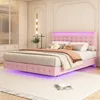 A bedroom scene featuring a pink bed with LED lighting. Podgląd zdjęcia produktu