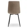 The back view of a modern dining chair with a beige upholstered seat and back, supported by black metal legs. Podgląd zdjęcia produktu