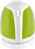 A top-down view of a green and white electric kettle on its base. Produktbild-Vorschau