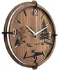 Wanduhr aus Holz mit Naturmotiv | Wenge-Walnuss Silberne Produktbild-Vorschau 3