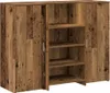 A wooden reception desk with shelves in the middle. Produktbild-Vorschau