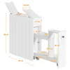 A white narrow cabinet with dimensions labeled in centimeters. Produktbild-Vorschau