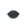 A black round griddle pan with two handles, shown from a slightly elevated diagonal angle on a white background. Voir les images du produit