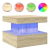A square coffee table with LED lighting.