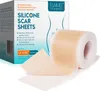 A box of silicone scar sheets with a roll of the product in front of it. Produktbild-Vorschau