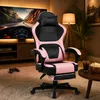 Kawaii gaming stoel, met voetsteun, dubbele lendensteun, Productafbeelding-voorbeeld 2