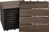 A stack of dark brown WPC deck tiles and one tile laid flat. Anteprima dell’immagine prodotto