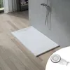 SMC Duschwanne 140x80cm weiß Steinoptik mit Ablaufgarnitur Produktbild-Vorschau 2