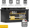 A black car battery with branding and feature callouts. Produktbild-Vorschau