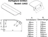 Technical drawing of a furniture handle with dimensions and size options. Produktbild-Vorschau