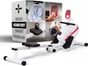 A collage of images showcasing a rowing machine and its features. Produktbild-Vorschau