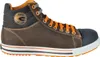 A single brown work boot with orange laces and accents, shown from the side against a white background. Náhled obrázku produktu