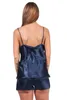 Damen Satin Nachtwäsche Pyjama Set Shorty mit Spitze; Produktbild-Vorschau 5