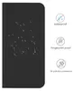 A black flip case for a smartphone, with icons and text describing its features. Podgląd zdjęcia produktu