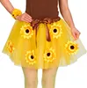 A person wearing a yellow tutu skirt decorated with sunflowers and a brown ribbon. Produktbild-Vorschau