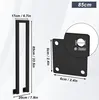 Diagrams showing the dimensions of a black metal U-shaped railing and a mounting plate. Náhľad obrázku produktu