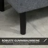 A close-up view of the legs of a gray upholstered bench on a textured carpet. Podgląd zdjęcia produktu