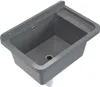 A grey sink basin with a drain and a ribbed area for drying dishes. Anteprima dell’immagine prodotto