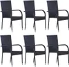 vidaXL Stapelbare Gartenstühle 6 Stk. Poly Rattan Schwarz - Produktbild-Vorschau 2