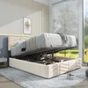 Bed met opbergruimte, 140x190 cm, beige, met fluweel, Productafbeelding-voorbeeld 7