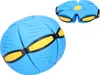A blue flat ball toy is shown in two states: one in its spherical form and another in its flattened, disc-like form. The toy has yellow and black accents. Anteprima dell’immagine prodotto