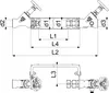 Technical drawing with dimensions of a plumbing fitting. Náhľad obrázku produktu