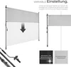 A diagram illustrating the adjustable length of a retractable awning. Náhled obrázku produktu
