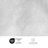 Close-up of white fabric with certification logos and text. Produktbild-Vorschau