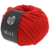 A ball of red yarn with a black label. Produktbild-Vorschau