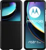 A black silicone case for a Motorola Razr 40 Ultra phone is shown, with the phone itself displayed inside the case on the right side. Produktbild-Vorschau