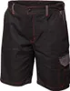 A pair of black work shorts with red stitching and gray accents. Produktbild-Vorschau