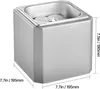 A silver-colored cube-shaped glass froster with a stainless steel interior and a central mechanism. Dimensions are indicated on the sides. Anteprima dell’immagine prodotto