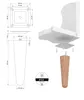 Diagrams and a 3D rendering showing the assembly and dimensions of a furniture leg. Produktbild-Vorschau