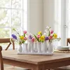 Jinfa Vasen Set Weiß - 10 kleine Blumenvasen auf Tablett - Produktbild-Vorschau 3