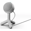 A white microphone on a white stand with a white cable. Anteprima dell’immagine prodotto