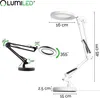 LUMILED LED 8W stolní lampa bílá zvětšovací lampa Náhled obrázku produktu 7