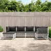 6-tlg. Garten-Lounge-Set mit Kissen Weiß Stahl Produktbild-Vorschau 2