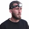 A man wearing a black t-shirt and a black headband with a headlamp on his forehead. Náhled obrázku produktu