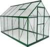 A greenhouse with a green frame and clear panels, shown from a slightly elevated diagonal angle. Náhled obrázku produktu