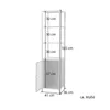 A tall, narrow bathroom cabinet with a door and shelves, with measurement indicators. Voir les images du produit