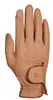 A single tan golf glove with brown trim and a small gold logo is shown against a white background. Produktbild-Vorschau